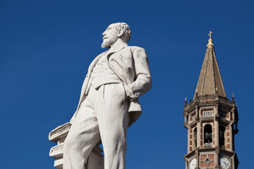 Statue of Mario Cermenati in Lecco Italy