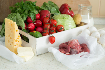 Selection of fresh vegetables from farmers market