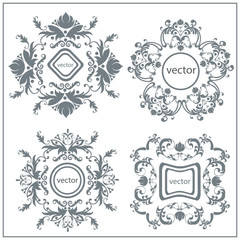 Set  decorative floral ornament logo