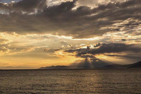Sunset over Lake Sevan in Armenia