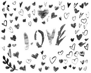 Ink hearts for valentines design creation
