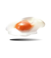Fried egg isolated on white background. Fried egg flat icon. Fried egg icon. Fried egg closeup. Fried egg vector. Colorful fried egg. Unusual fried egg art