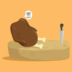 Funny Roast Chicken Shocked Look At The Knife