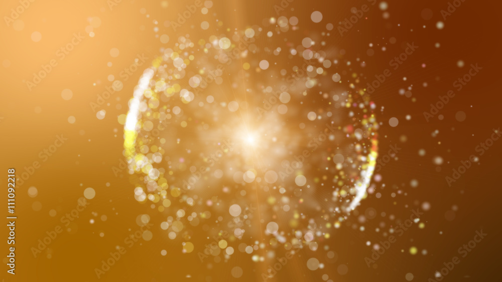 Poster abstract orange background with circular shape formed of small p