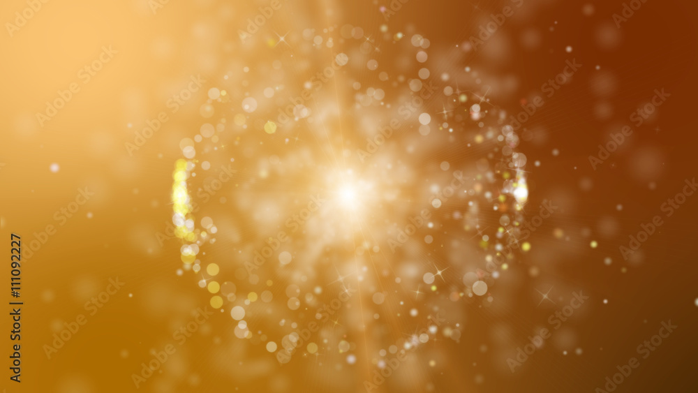 Poster abstract orange background with circular shape formed of small p