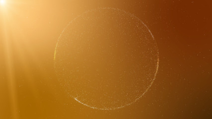 Abstract orange background with circular shape formed of small p