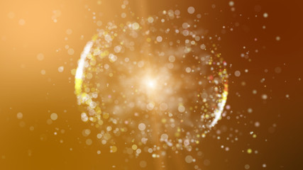 Abstract orange background with circular shape formed of small p