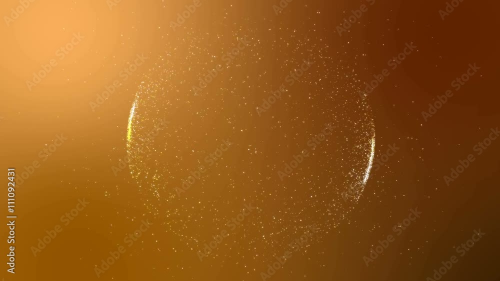 Aufkleber abstract orange background intro with circular shape formed of small particles, uhd 4k 3840x2160