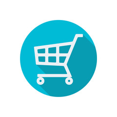 Shopping cart icon or sign isolated on white background. Flat design. Vector illustration.
