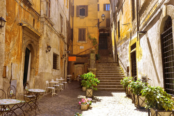 Panele Szklane Podświetlane  przytulna ulica w Rzymie, Włochy