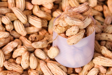 Boiled peanuts sell in market.