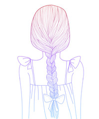 Sketch style girl braid