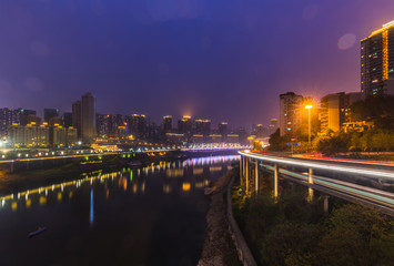 night view of chongqing harbor