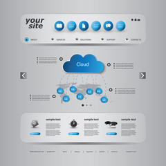 One Page Website Template with Cloud Computing Header Design