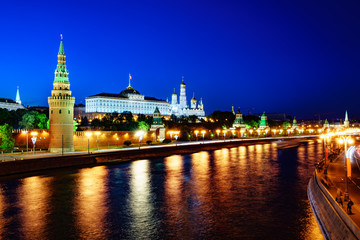 Fototapeta na wymiar Moscow, night view of the Kremlin.