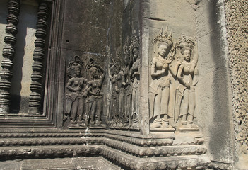 Angkor Watt - Temple ruin walls of the khmer city of angkor wat - State monument