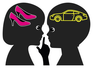 Kids with different dreams. Boys and Girls got diverse ideas of what they want in future life