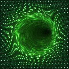 Vector abstract tunnel from light particles. Vector background.