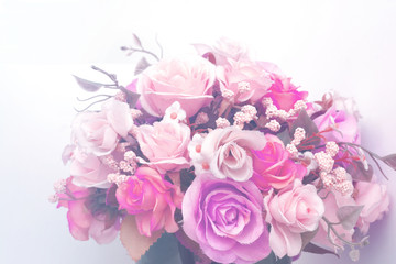 Beautiful artificial flowers. artificial rose in vintage color style.