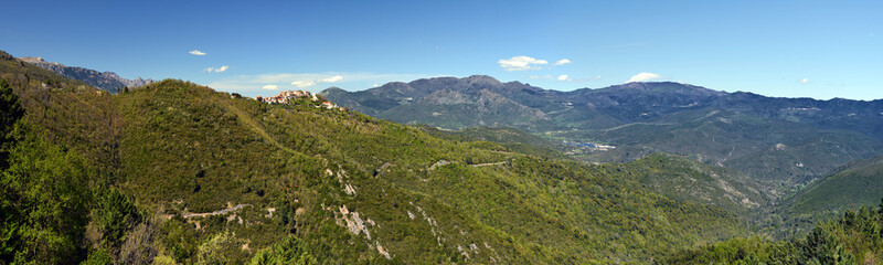 Fototapeta na wymiar Landscape of Corsican Natural Regional Park around Riventosa vil