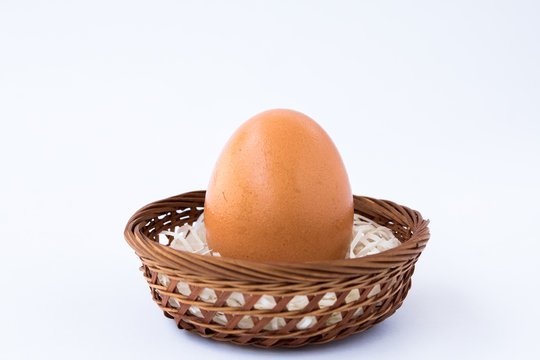 Egg basket white background.