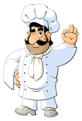 Cartoon Italian Chef invites you to lunch.