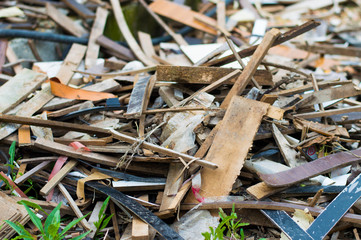 Pile of wooden and metal scrap