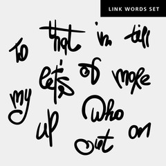 Catchwords grungy set. Black and white