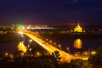 Fototapeta na wymiar Night view of Nizhny Novgorod