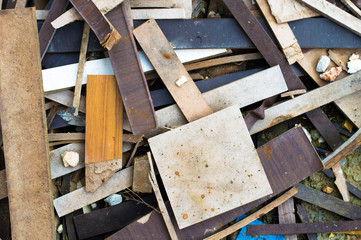 Fototapeta na wymiar Pile of wooden and metal scrap