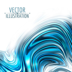 Abstract glossy swirl on white background. Bright abstract curve. Vector background.