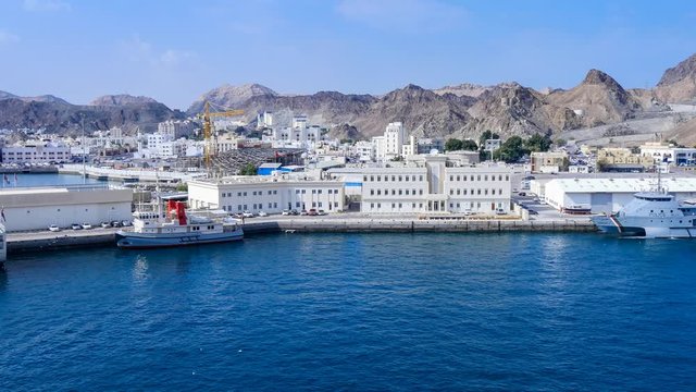 Corniche and the old town of Muttrah. Muscat, Sultanate of Oman