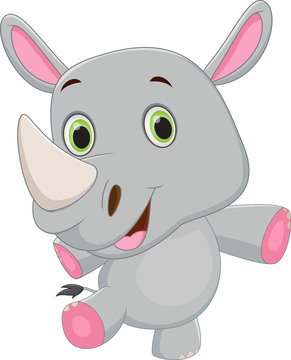 happy rhino cartoon