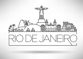 Linear Rio de Janeiro City Silhouette with Typographic Design