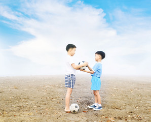 Boy share football