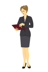 Woman at work, isolated, vector illustration