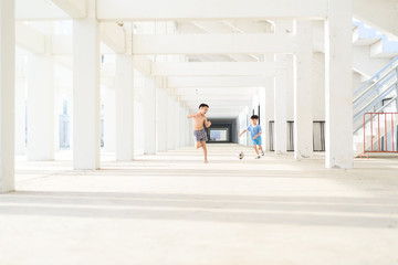 Fototapeta premium Boy play football