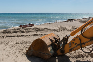 lavori per la sistemazione della spiaggia a Sal Lorenzo al mare - Liguria