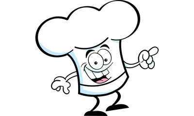 Cartoon illustration of a chef's hat pointing.