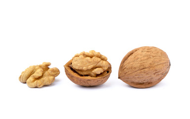Pile of walnuts isolated on white background