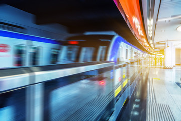 subway approaching,chongqing china.