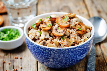 Mushrooms cheese buckwheat
