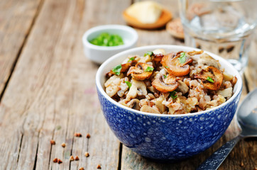 Mushrooms cheese buckwheat