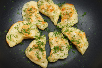 Fried dumplings with dill