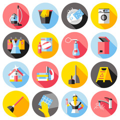 Cleaning Service Flat Icons Set