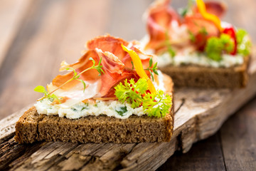 Prosciutto and cheese sandwiches