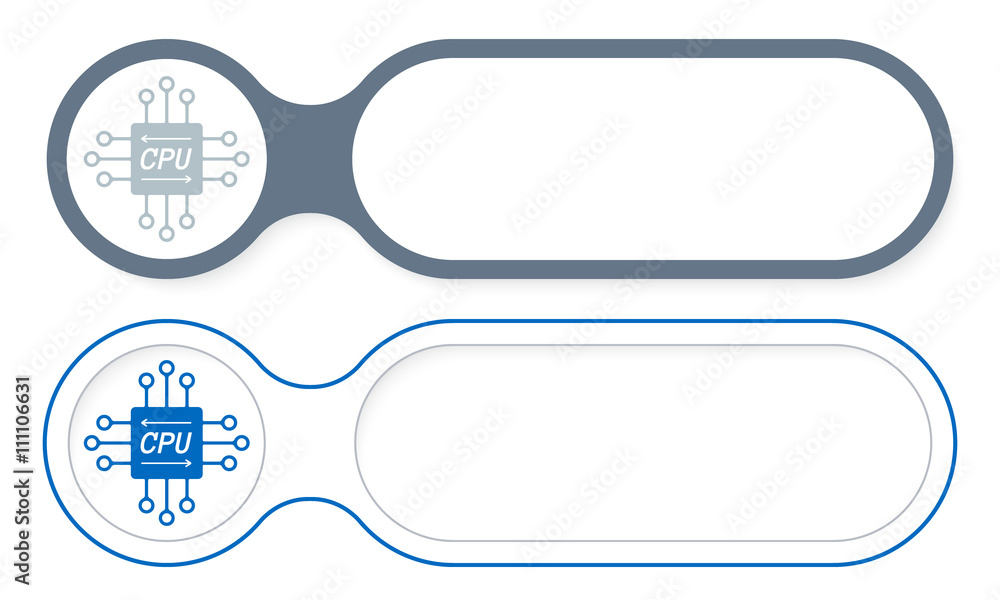 Fototapete two abstract buttons for your text and processor symbol