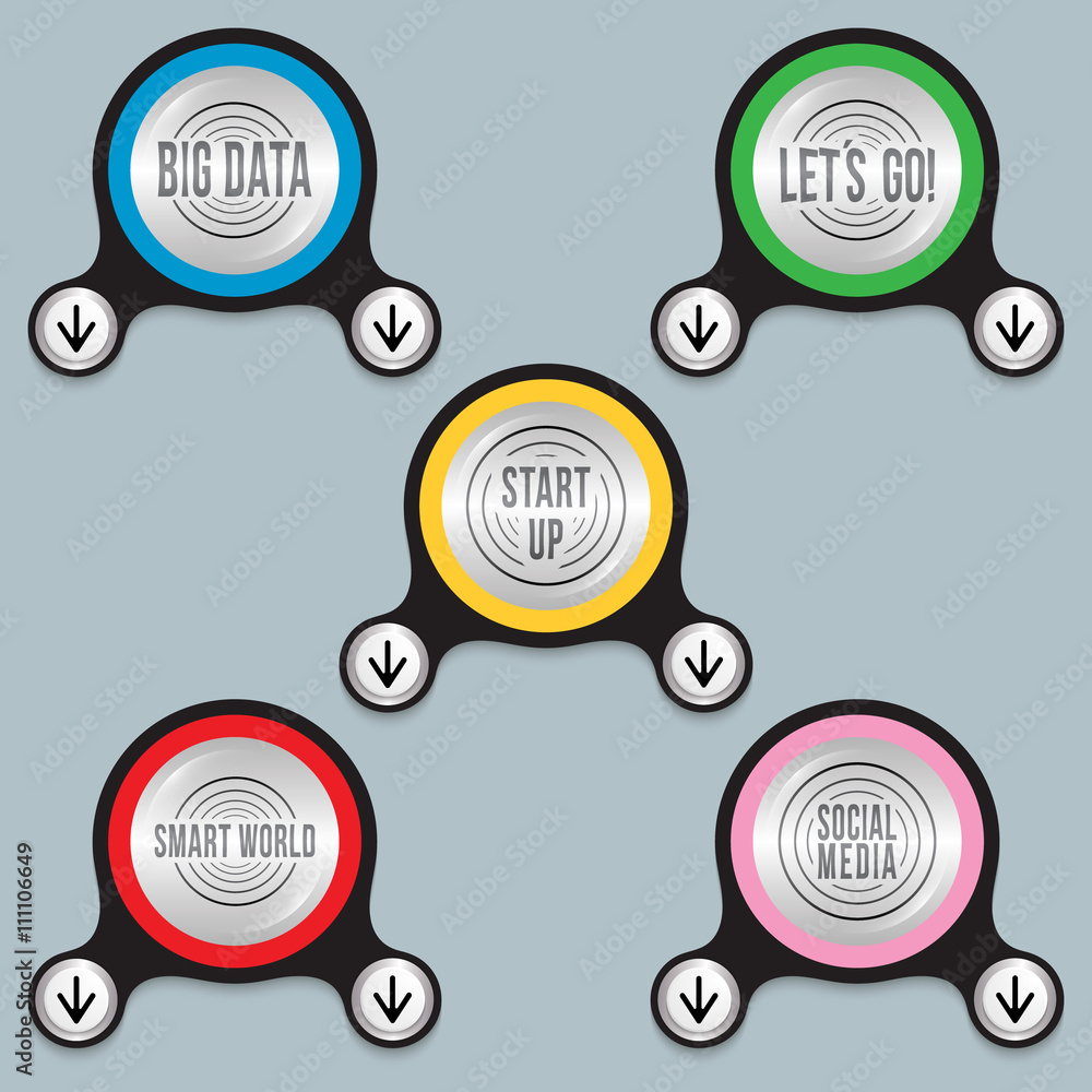 Poster colored abstract icons and different icons