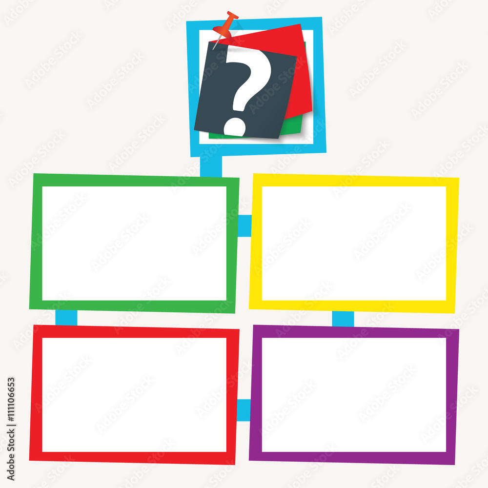 Poster four colored frames for your text with quotation mark