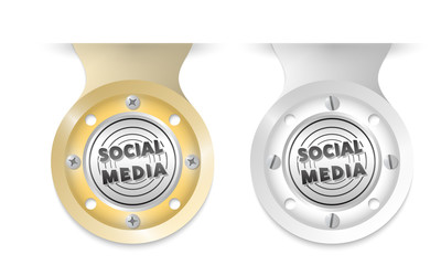 Golden and silver object and social media icon